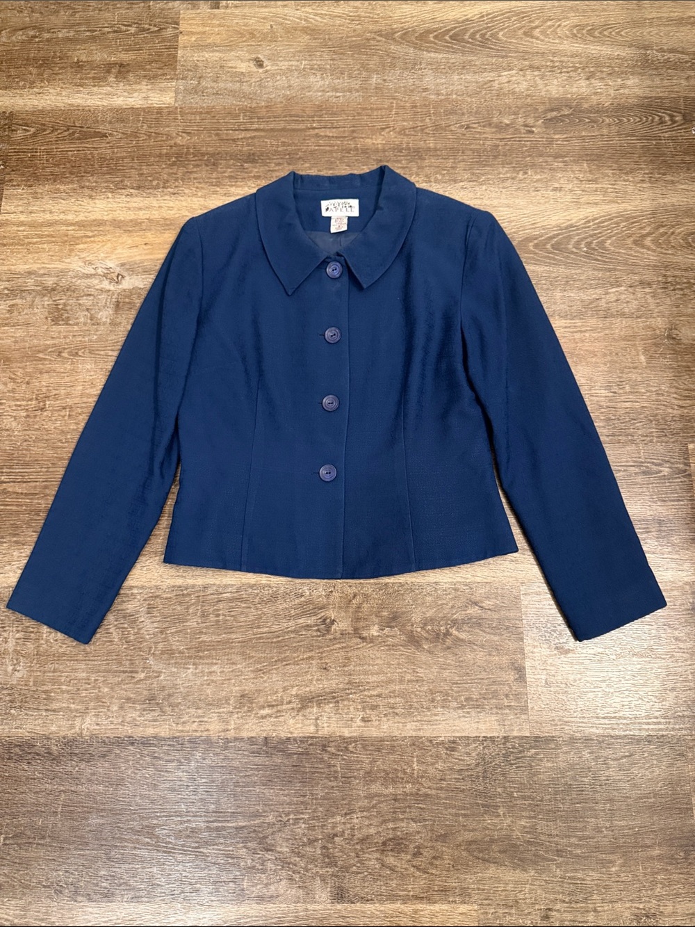 Vintage Adrianne Papell Wool/Silk Blend Navy Women's Button-Front Jacket